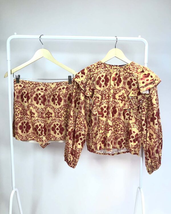 Conjunto linho laranja com estampa vermelha CRUISE - 38