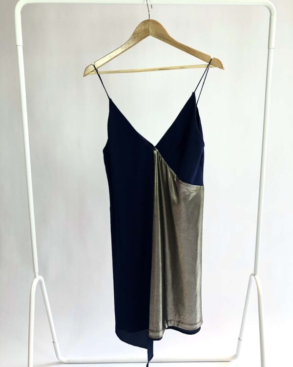 Vestido curto azul marinho com dourado MARIA FILO - G - VENDIDO SISTEMA OTO