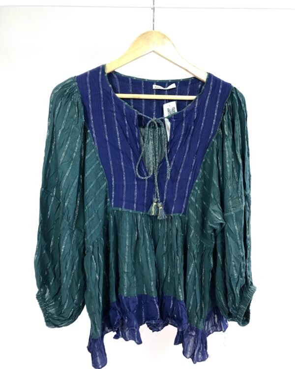 Blusa verde e azul com fios de lurex DRESS TO - G - VENDIDO SIST OTO
