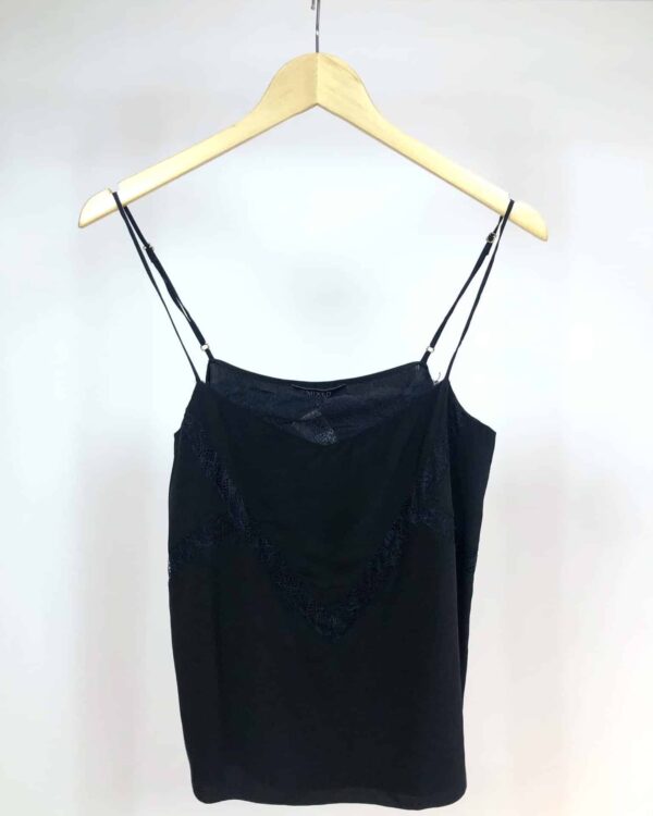Blusa seda preta com renda MIXED - P - VENDIDO SIST OTO