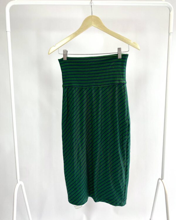 Saia midi verde com listra azul EVA - M - VENDIDO SISTEMA OTO