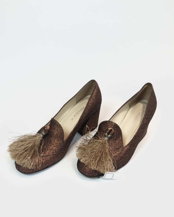 Sandalia bronze com brilhos e detalhe de franja MARCELA B - 36