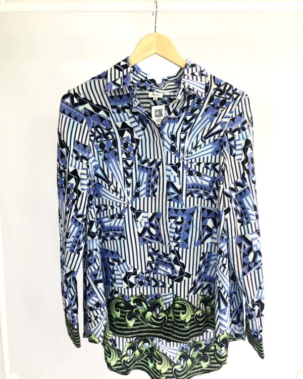 Camisa seda estampada azul e verde DASLU - 38 - VENDIDO SISTEMA OTO