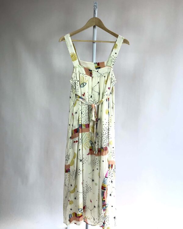 Vestido longo branco com estamp CANTÃO - M