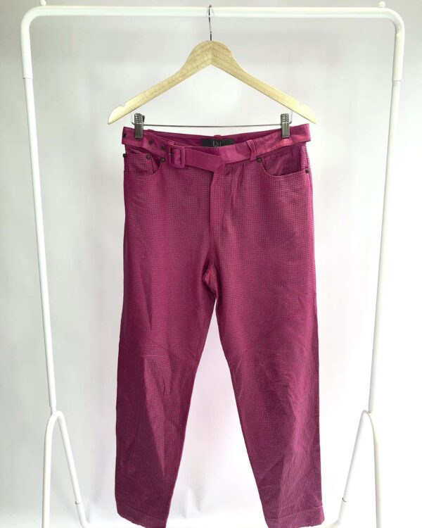 Calça couro rosa com cinto LMG - 36 *nunca usada* - VENDIDO SISTEMA OTO