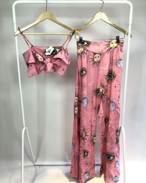 Conjunto rosa calça e cropped com estamp MARIANA PENTEADO - único - VENDIDO SISTEMA OTTO