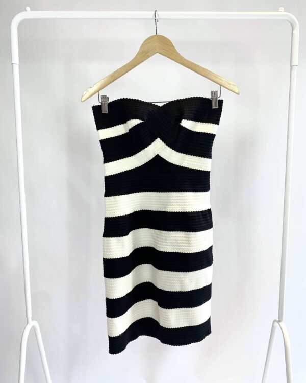 Vestido listrado sem alça p&b NECESSARY CLOTHING - M - VENDIDO SISTEMA OTO