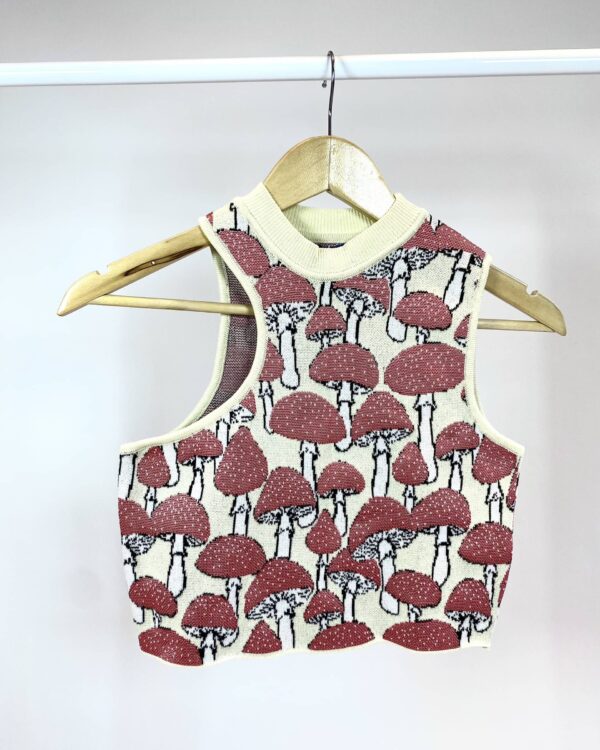 Cropped estampa cogumelos tricot UMORE - M *nunca usado*