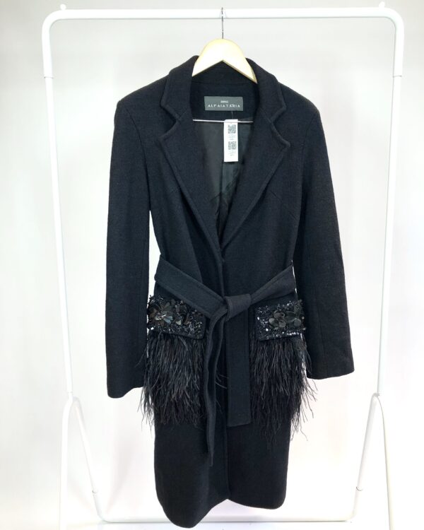 Trench coach preto com detalhes bordados ANIMALE - 40 - VENDIDO SISTEMA OTTO