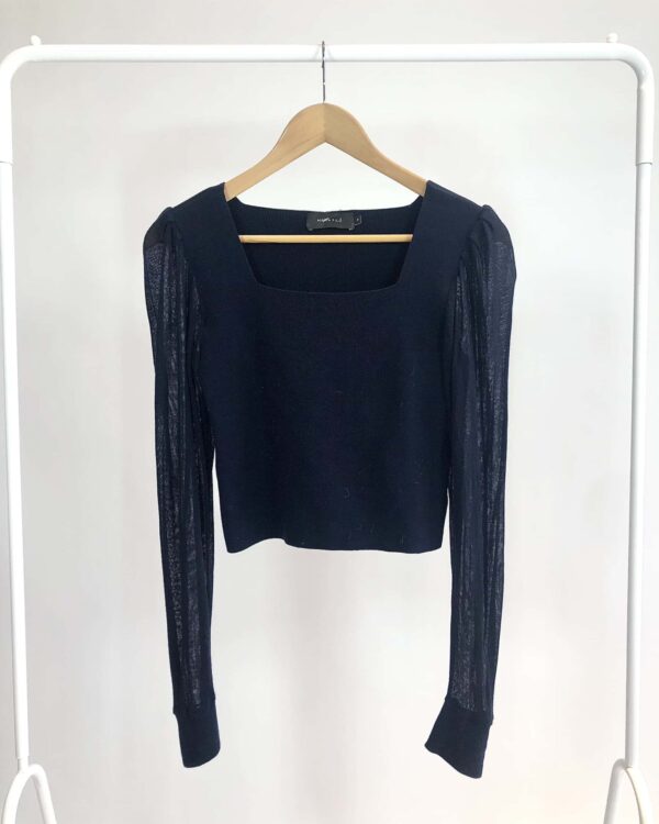 Blusa azul petróleo tricot MARIA FILÓ - P - VENDIDO SISTEMA OTO