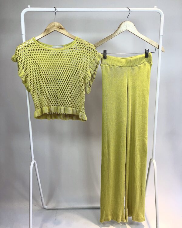 Conjunto calça e blusa de tricot com top IORANE - P *VENDIDO SISTEMA OTO*