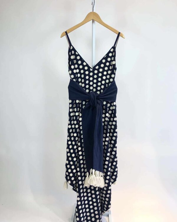 Vestido longo azul marinho com bordados CRIS BARROS - 44