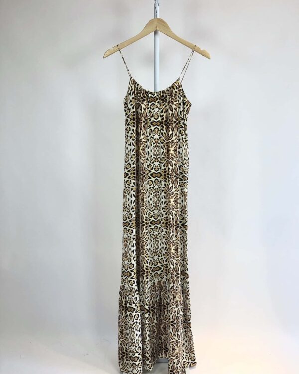 Vestido longo de seda estamp onça ATEEN - 36