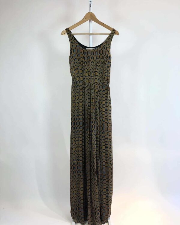 Vestido seda longo marrom e cinza ANIMALE - 38 - VENDIDO SISTEMA OTO