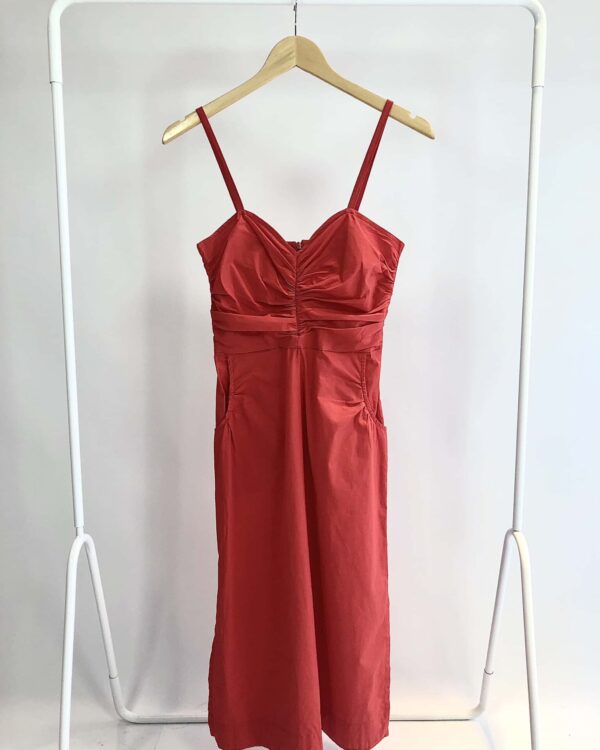 Vestido algodao vermelho drapeado DANI BERNARDES - PP - VENDIDO SISTEMA OTO