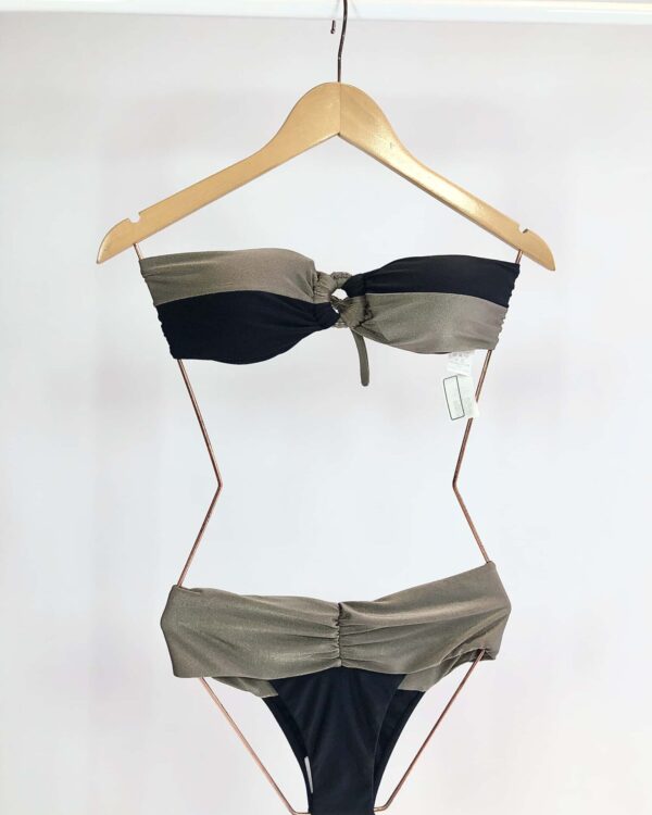 Biquíni sem alça verde musgo e preto BLUEMAN - P - vendido sistema oto