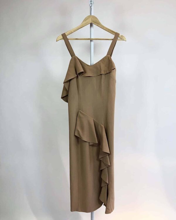 Vestido midi marrom CRIS BARROS - 36 - VENDIDO SISTEMA OTO