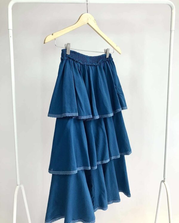 Saia midi azul babados MIXED - PP - VENDIDO SISTEMA OTO