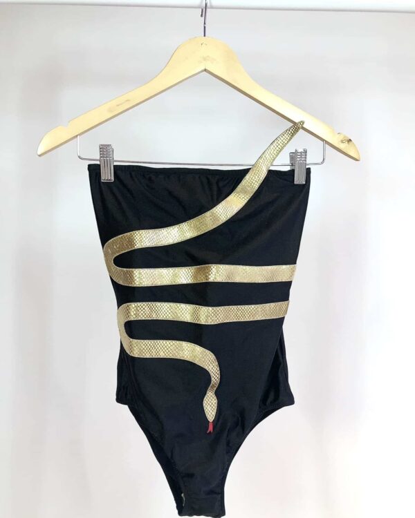 Maiô sem alça preto cobra metalizada ADRIANA DEGREAS - P *NUNCA USADO* - VENDIDO SISTEMA OTO