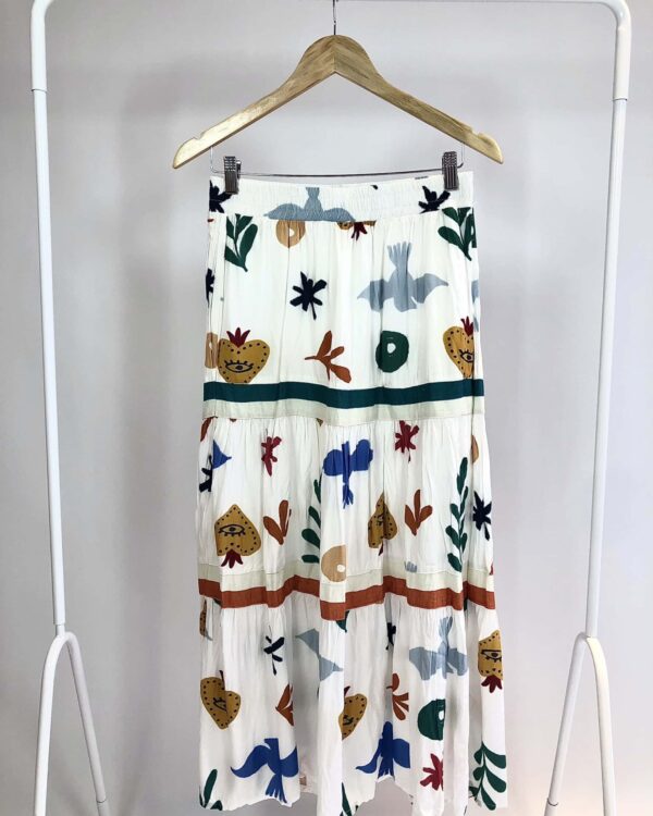 Saia branca com estampa colorida PEEPOU - M - VENDIDO SIST OTO