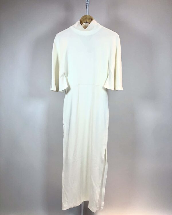 Vestido midi branco canelado ZEN CLOSET - G *coleção atual* - VENDIDO SIST OTO