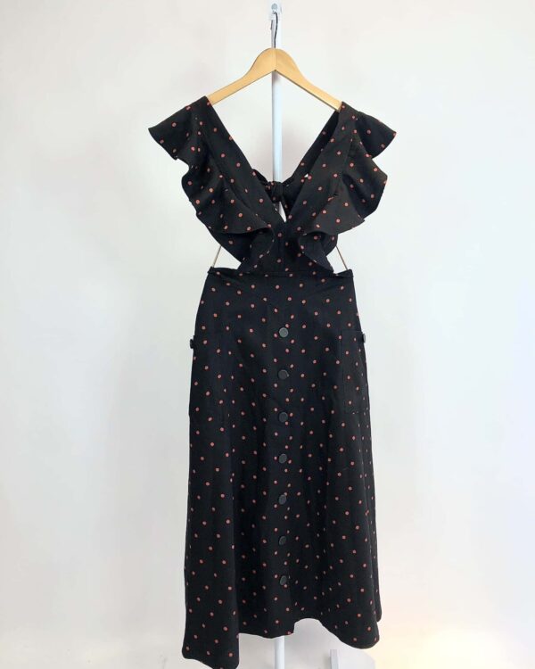 Vestido midi preto estampa poá vermelha SKAZI - P -VENDIDO SISTEMA OTTO