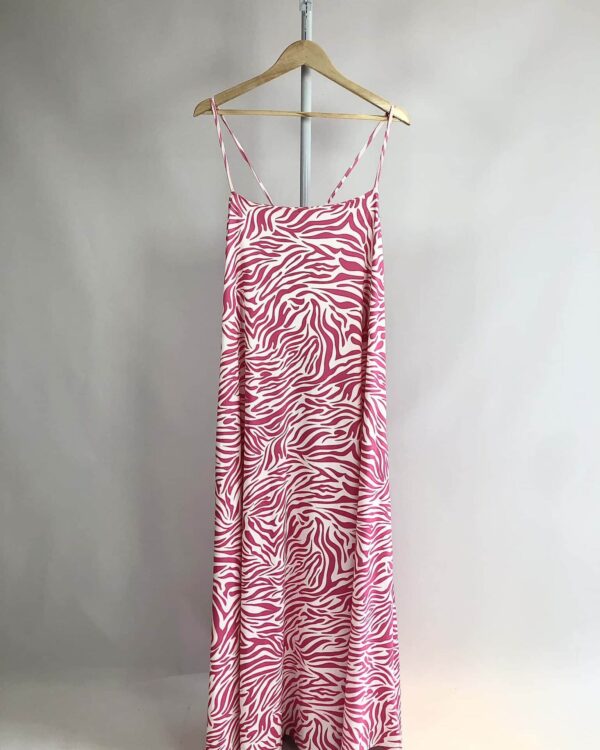 Vestido longo branco com estamp animal print rosa I DRESS -G - VENDIDO SISTEMA OTTO