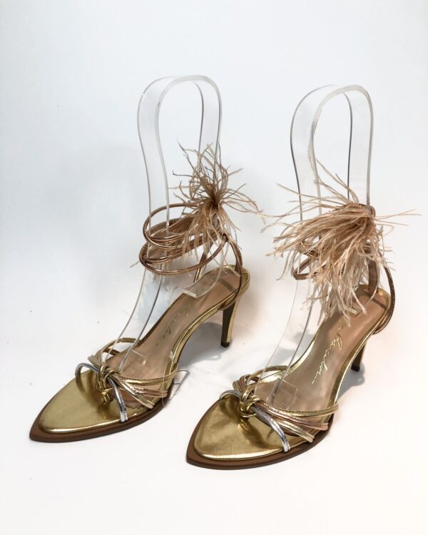 Sandalia de salto dourado prata e bronze LUIZA BARCELOS - 38 - VENDIDO SIST OTO