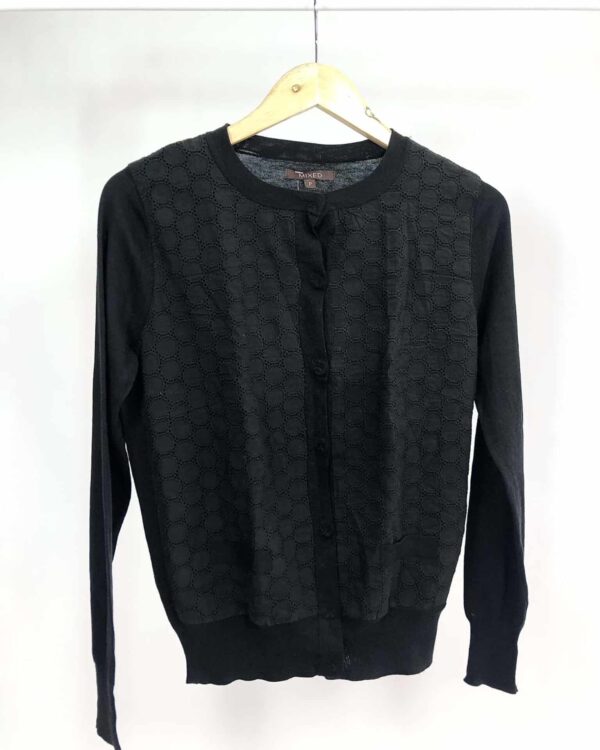 Cardigan tricot e laise na frente preto MIXED - P