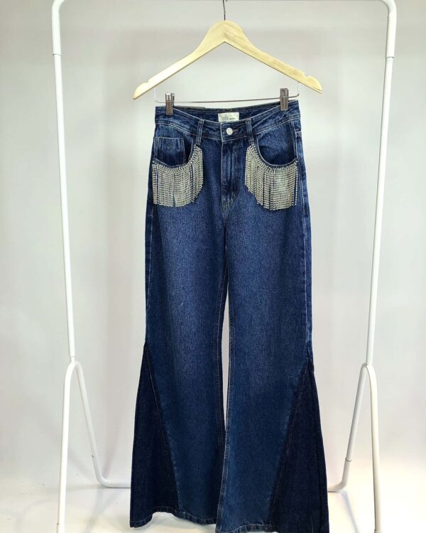 Calça jeans franjas de strass NK - 36 *nunca usada*