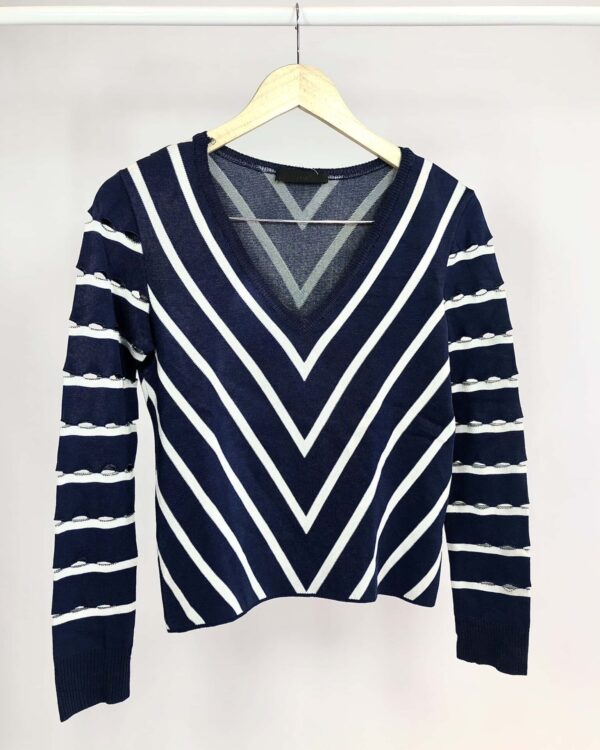 Blusa tricot listras azul marinho NK - P - VENDIDO SISTEMA OTTO