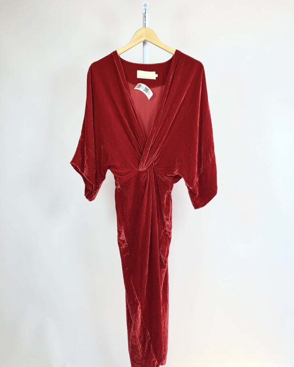 Vestido midi vermelho de veludo LE SOLEIL DETE - P