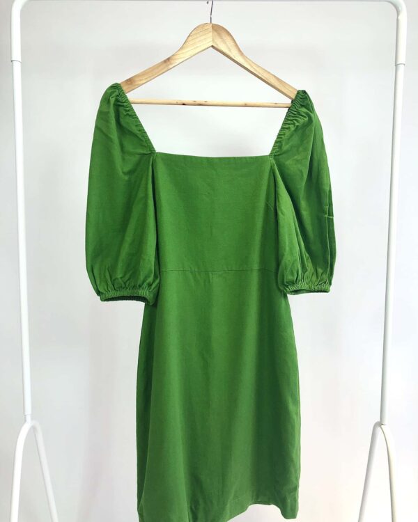Vestido curto verde com manga curta bufante LEELOO - 42 - VENDIDO SIST OTO