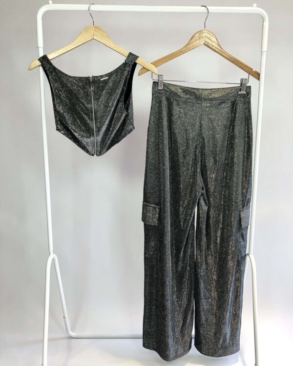 Conjunto calça e cropped metalizada fios lurex TRITON - 38 *nunca usado* - VENDIDO SISTEMA OTTO