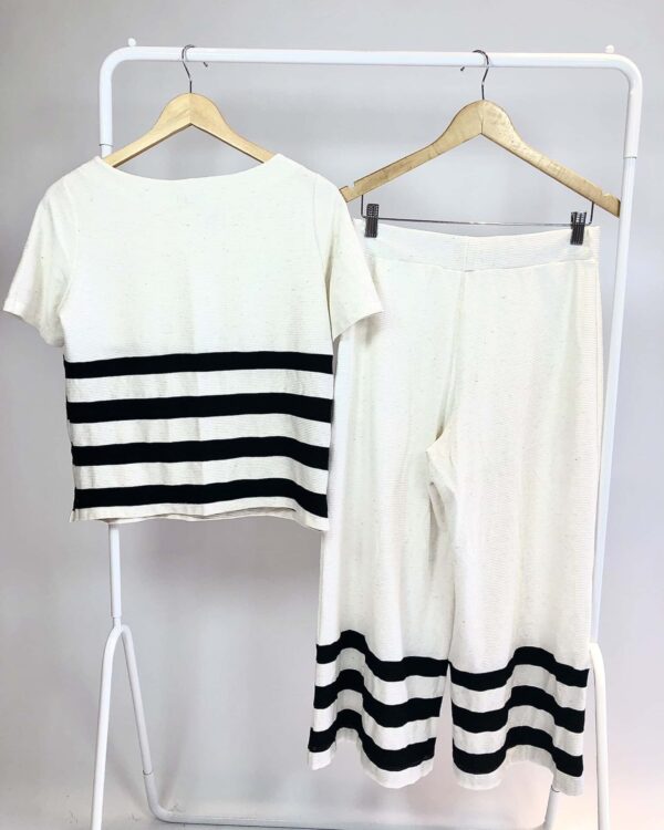Conjunto blusa e calça off white com listra PEEPOU - P