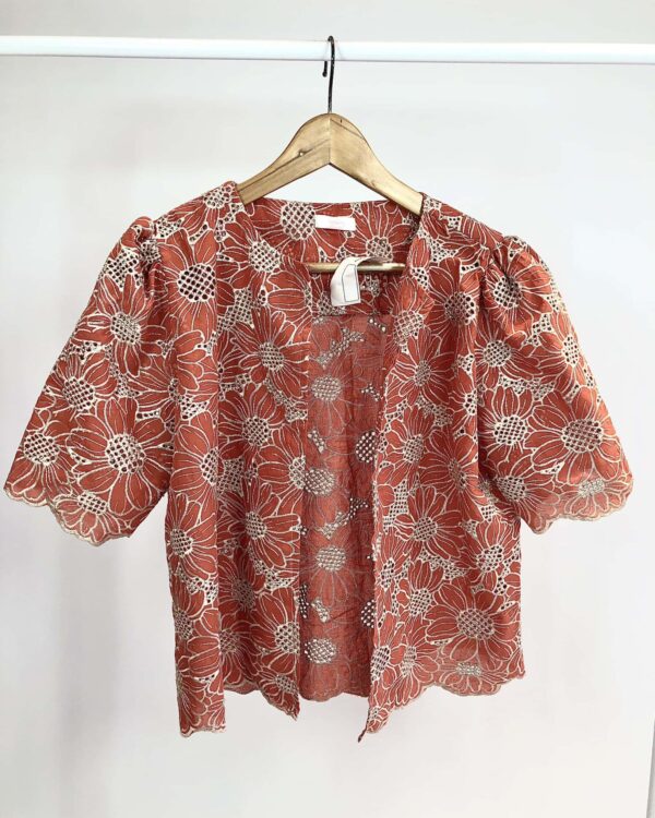 Blusa laranja com laise VANVAN - P - VENDIDO SISTEMA OTO