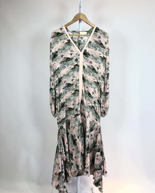 Vestido longo rosa com estamp CRIS BARROS - 38 - VENDIDO SISTEMA OTO