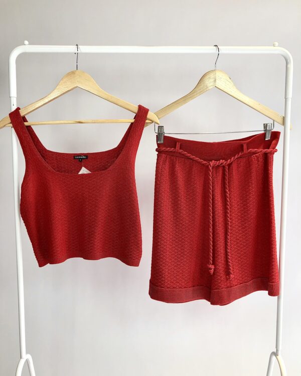Conjunto de tricot vermelho LE LIS BLANC - M - VENDIDO SISTEMA OTO