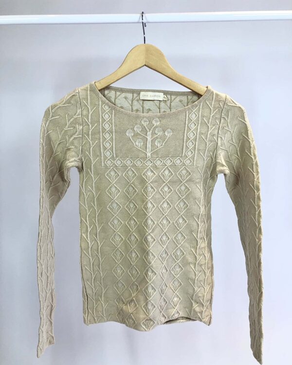 Blusa bege tricot manga CRIS BARROS - P