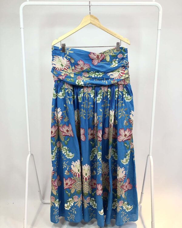 Saia midi azul com bordado CRIS BARROS - 44