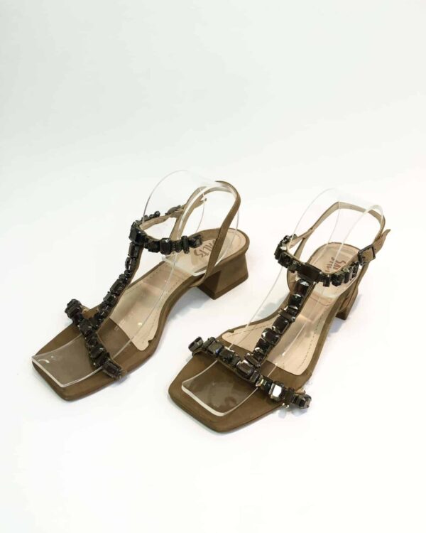 Sandália salto marrom com pedraria SALTS - 35 - VENDIDO SISTEMA OTO