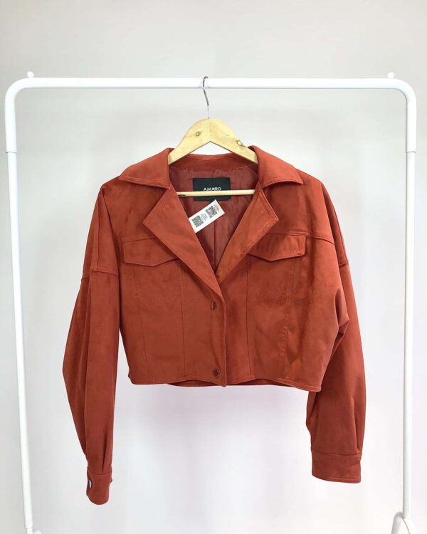 Jaqueta cropped veludo terracota AMARO - G - VENDIDO SISTEMA OTO