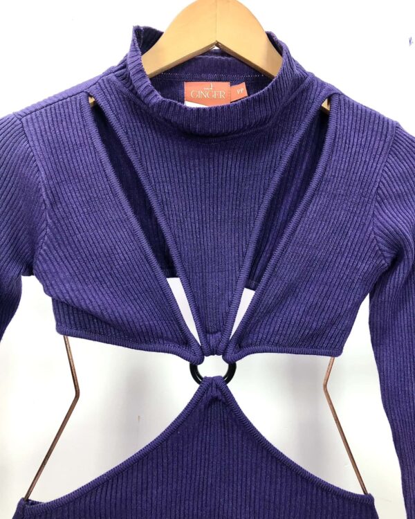 Vestido midi de tricot roxo GINGER - PP - VENDIDO SISTEMA OTO