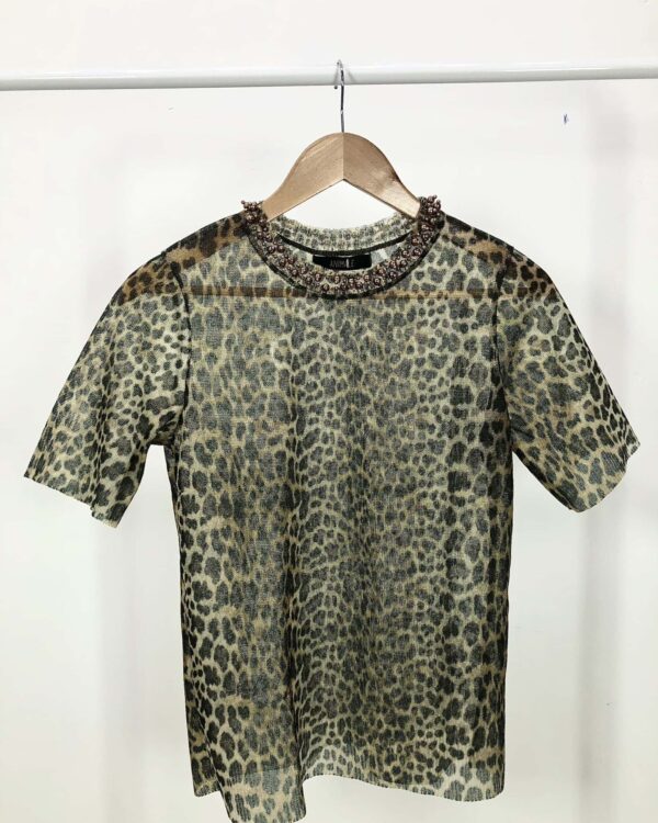 Blusa transparente com estamp onça ANIMALE - P