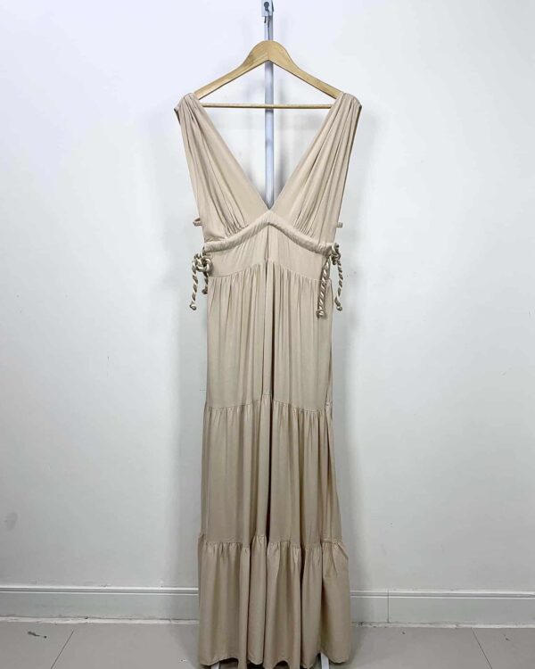 Vestido longo bege detalhe cordas LOFTYSTYLE - M *coleção atual*