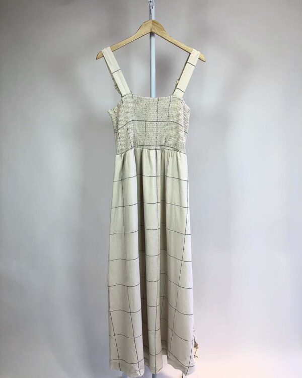 Vestido linho listrado SHOULDER - 44 - VENDIDO SISTEMA OTO