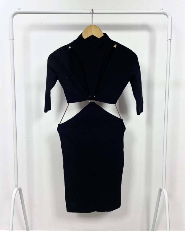 Vestido preto canelado recortado GINGER - VENDIDO SISTEMA OTO