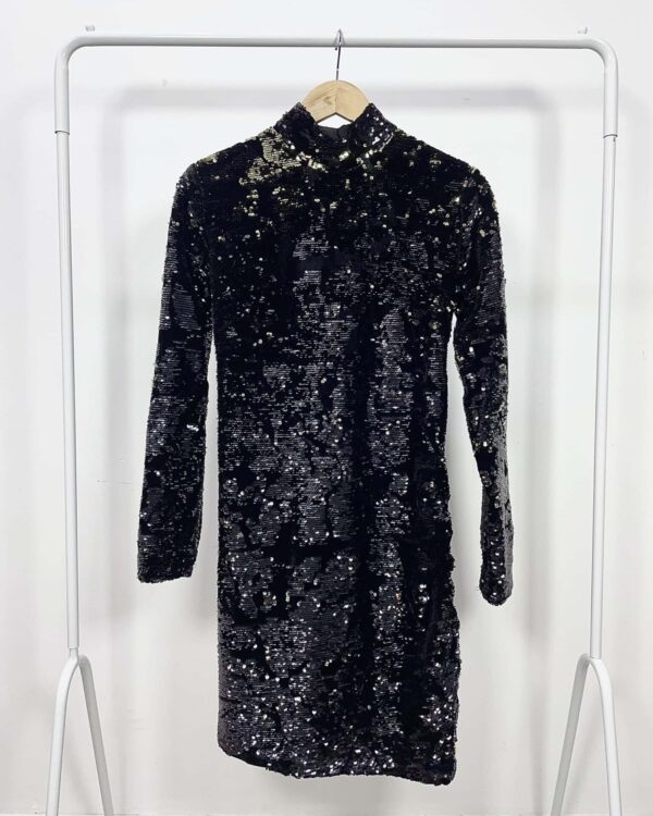 Vestido paetê dourado e preto SCLUB - M - VENDIDO SISTEMA OTO