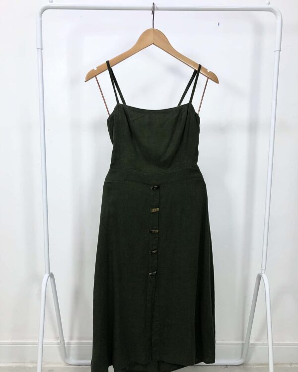 Vestido verde musgo linho VIX - P - VENDIDO SISTEMA OTO