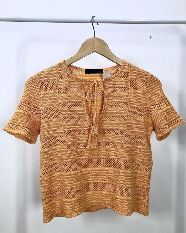 Blusa crochê amarelo NK - P - VENDIDO SIST OTO